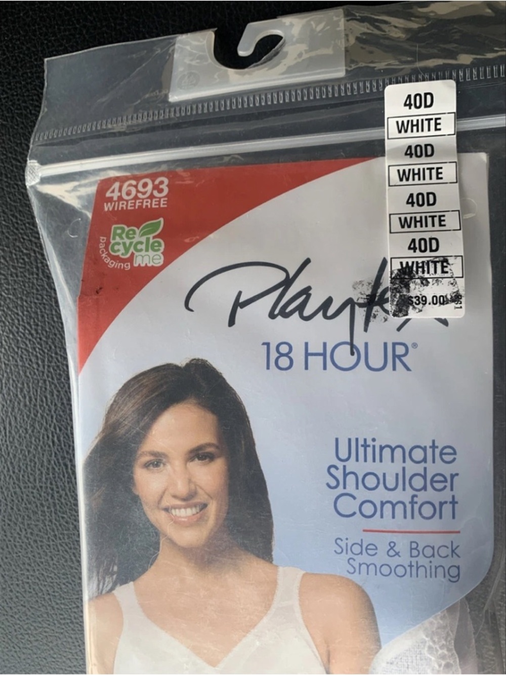 Playtex 18 Hour White Wirefree Bra - Ultimate Shoulder Comfort 40D - Picture 2 of 7